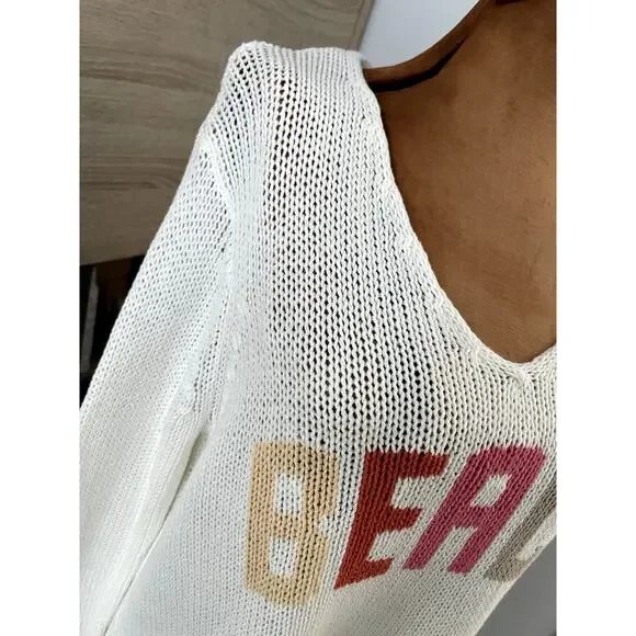 Wooden Ships Sz S/M Beach Pullover Sweater White Vacation Boho Cruise Relaxed - Picture 4 of 12